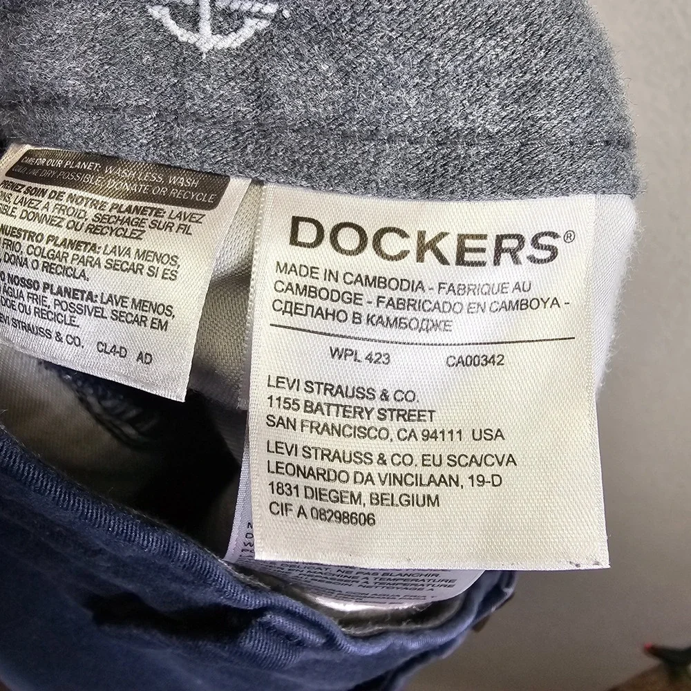 Dockers Mens Slim Tapered Navy Blue Casual Chino‎ Pants 30/32